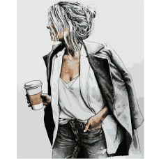 Картина для малювання за номерами Стратег Стильна дівчина 50х40см (VA-0736)