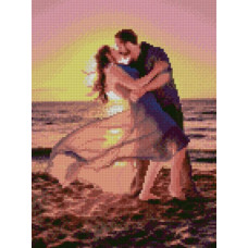 Картина за номерами з алмазною мозаїкою Стратег Поцілунок на заході сонця 30х40см (HX073)