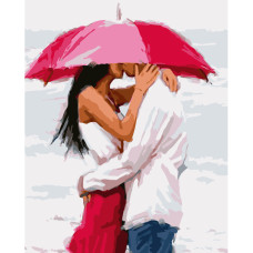 Картина для малювання за номерами Стратег Поцілунок під парасолькою 40х50см (VA-1575)