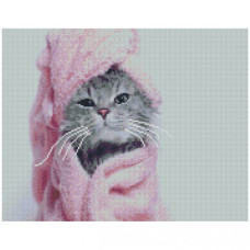 Картина за номерами з алмазною мозаїкою Стратег Викупаний котик 40х50см (FA0026)