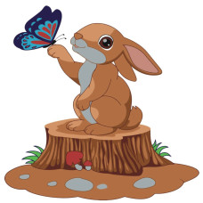 Картина для малювання за номерами Стратег Зайчення з метеликом 30х30 (ES042)