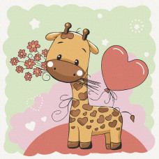 Картина для малювання за номерами Art Craft Жирафик з квітами 30х30см (15531-AC)