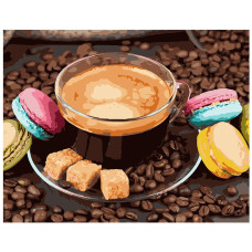 Картина для малювання за номерами Стратег Кава з макарунами 40х50см (VA-1217)