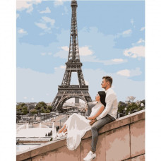 Картина для малювання за номерами Стратег Закохані біля Ейфелевої вежі 50х40см (VA-1559)