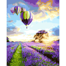Картина для малювання за номерами Brushme Політ над лавандовим полем 40х50см (G043)