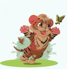 Картина за номерами Strateg Тигреня 30х30 з лаком (ES040)