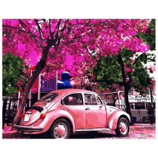 Картина для малювання за номерами Стратег Рожевий Volkswagen Beetle 40х50см (VA-1975)