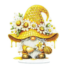 Діамантова мозаїка Strateg за номерами Медові чари гнома на підставці 25х25 (YKLZ15229)