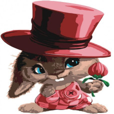 Картина для малювання за номерами Стратег Зайченя в капелюсі 30х30 (ES036)