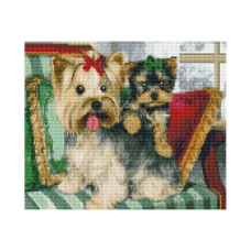 Картина за номерами з алмазною мозаїкою Стратег Песики з бантиками 30х40см (HX-032)