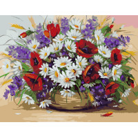 Картина для малювання за номерами Стратег Букет польових квітів 40х50см (VA-0596)