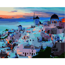Картина для малювання за номерами Стратег Вечірній Санторіні 40х50см (VA-2740)