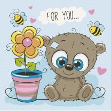 Картина для малювання за номерами Art Craft Ведмежа з квіткою 30х30см (15513-AC)