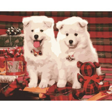 Картина для малювання за номерами Лавка Чудес Різдвяні песики 40х50см (LC20130)