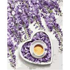 Картина для малювання за номерами Стратег Кава. Фіолетове серце 40х50см (VA-1165)