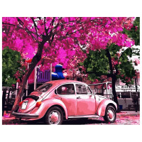 Картина для малювання за номерами Стратег Рожевий Volkswagen Beetle 40х50см (VA-1975)