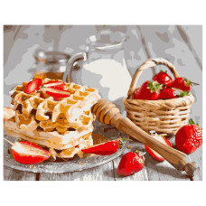 Картина для малювання за номерами Стратег Віденські вафлі з полуницею 40х50см (VA-1574)