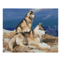 Картина за номерами з алмазною мозаїкою Стратег Хаскі в горах 40х50см (FA10183)