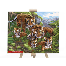 Картина для малювання за номерами Danko Toys Сім'я тигрів 30x40 (KrNe-03-06)