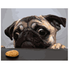 Картина для малювання за номерами Стратег Мопс та печиво 40х50см (VA-1728)