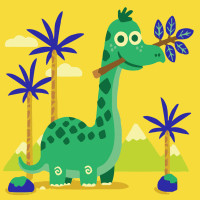 Картина-розмальовка за номерами Strateg Динозаврик 20х20 (HH5777)