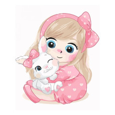 Картина для малювання за номерами Стратег Дівчинка з зайчиком 30х40 (SV-0097)