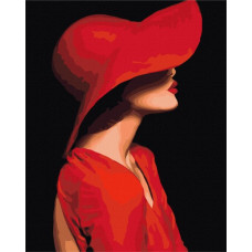 Картина для малювання за номерами Brushme Незнайомка в червоному 40х50см (BS23572)