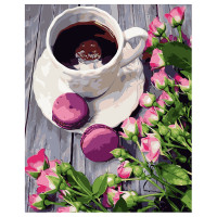 Картина для малювання за номерами Стратег Кава з макарунами 40х50см (VA-0780)