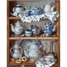 Картина для малювання за номерами Стратег Чайний сервіз 40х50см (VA-0256)