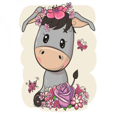 Картина для малювання за номерами Стратег Маленький ослик у квітах 30х40 (SS-6435)