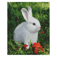 Картина за номерами з алмазною мозаїкою Стратег Біле зайченя 50х40см (FA40813)
