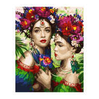 Картина за номерами Strateg Дівчата у яскравих вінках 40х50 (VA-2871)