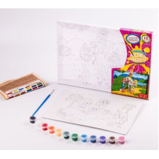 Картина розпис на полотні Danko Toys Дівчата та кінь 21х31см (PX-04-10)