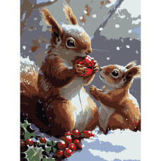 Картина для малювання за номерами Strateg Зимові білочки 30х40 (SS1240)