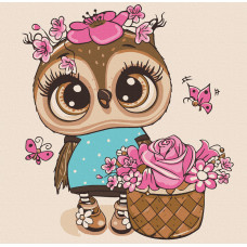 Картина для малювання за номерами Art Craft Совеня з квітами 30х30см (15515-AC)