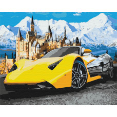 Картина для малювання за номерами Brushme Lamborghini біля замку 40х50см (BS28723)