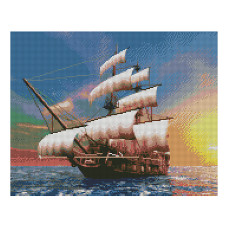 Картина за номерами з алмазною мозаїкою Стратег Вітрильник на заході 40х50см (FA10193)