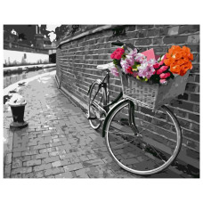 Картина для малювання за номерами Стратег Велосипед на бруківці 40х50см (VA-1817)