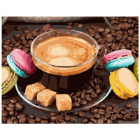 Картина для малювання за номерами Стратег Кава з макарунами 40х50см (VA-1217)