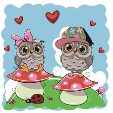 Картина-розмальовка за номерами Strateg Совенята 30x30 (ES090)