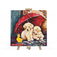 Картина розфарбовування за номерами Danko Toys Друзі під парасолькою 40x40 (KpNe-40*40-02-07)