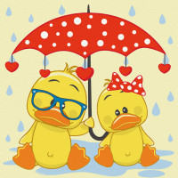 Картина для малювання за номерами Art Craft Каченята під парасолькою 30х30см (15544-AC)