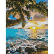 Картина за номерами з алмазною мозаїкою Стратег Пальма та море 40х50см (FA0009)