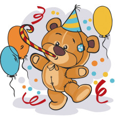 Розписна картина за номерами на полотні Art Craft Ведмедик на вечірці 30х30 (15569-AC)