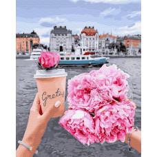 Картина для малювання за номерами Brushme Прогулянка з півоніями 40х50см (GX34168)