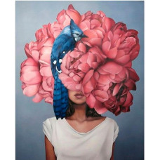 Картина для малювання за номерами Лавка Чудес Дівчина з півоніями на голові 40х50см (LC10069)