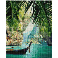 Картина за номерами з алмазною мозаїкою Човен у тропіках 30x40 (KB129)