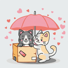 Розписна картина за номерами на полотні Art Craft Котики в коробці 30х30 (15565-AC)