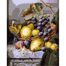 Картина для малювання за номерами Стратег Натюрморт з грушами та виноградом 40х50см (VA-0903)