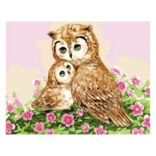 Картина для малювання за номерами Стратег Сова з дитинчам 30х40см (SV-0088)